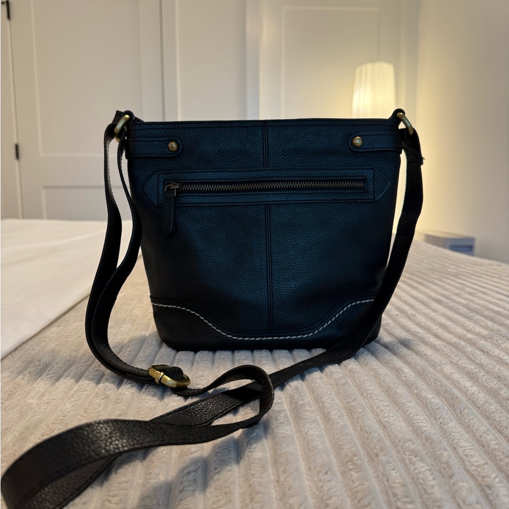 Born Black Crossbody Bag with Brass Accents NEW and cared for